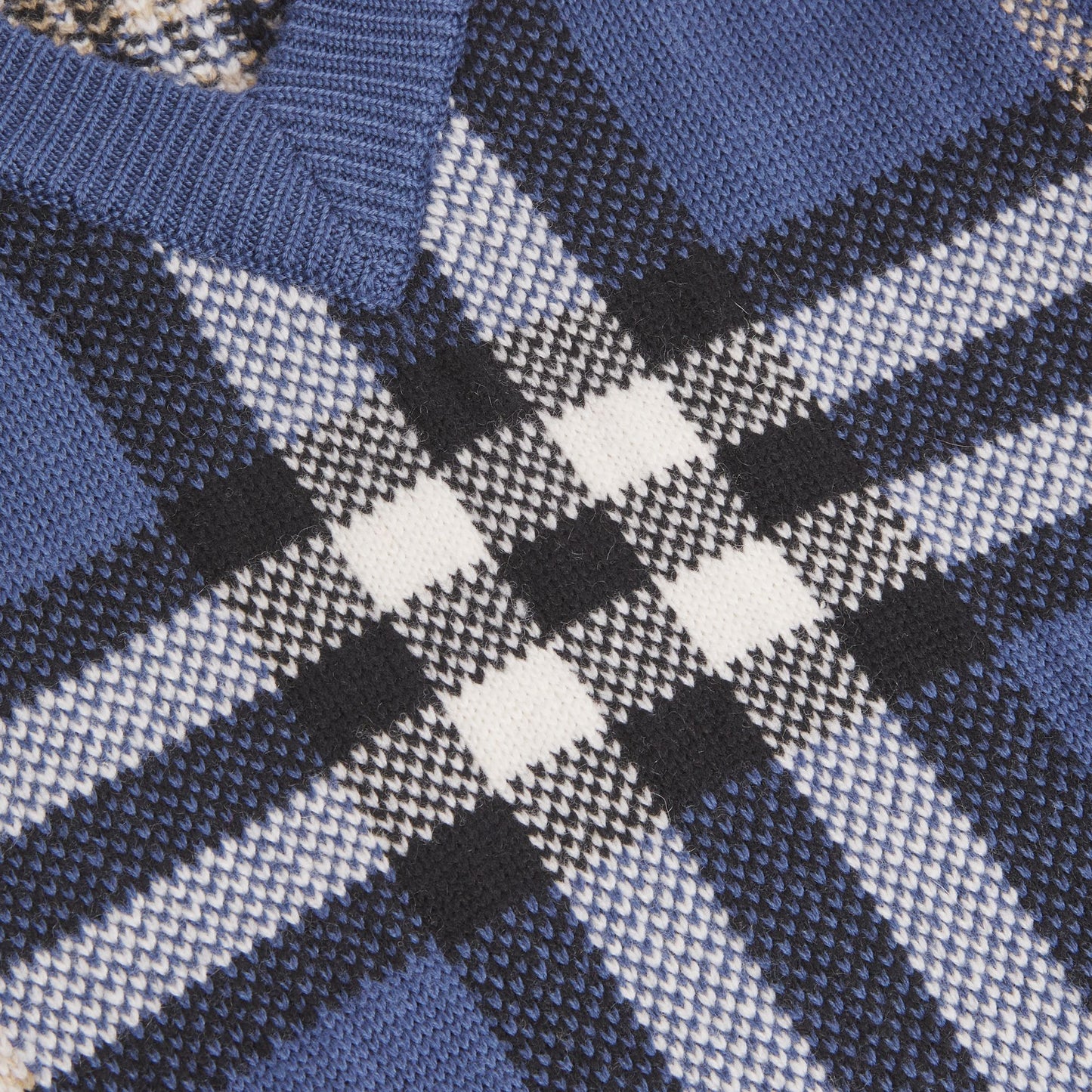 Burberry Blue Check Intarsia Wool Cashmere Sweater