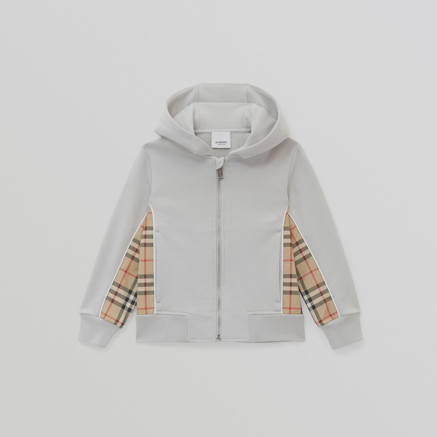 Burberry Grey Vintage Check Panel Cotton Hoodie