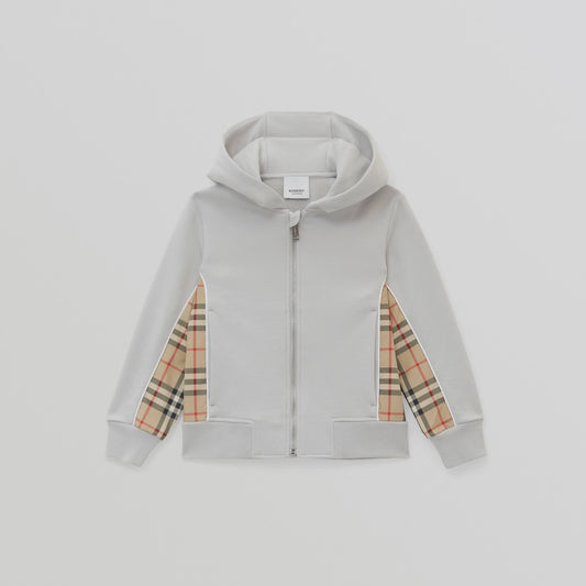 Burberry Grey Vintage Check Panel Cotton Hoodie