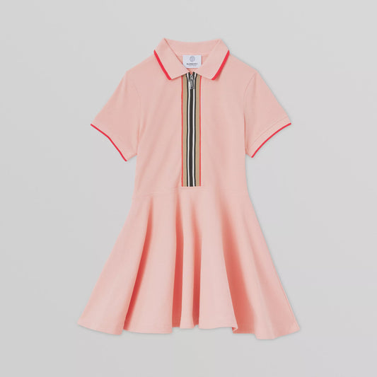 Burberry Icon Stripe Trim Cotton Piqué Polo Shirt Dress