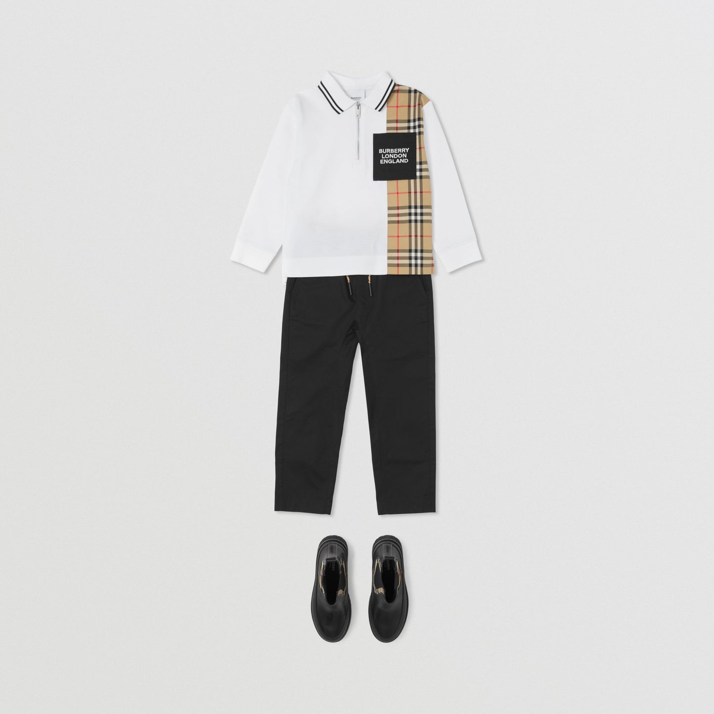 Burberry Long-sleeve Check Cotton Polo Shirt