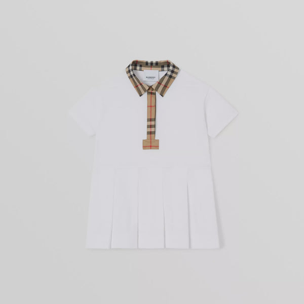 Burberry Baby Check Trim Cotton Piqué Polo Shirt Dress