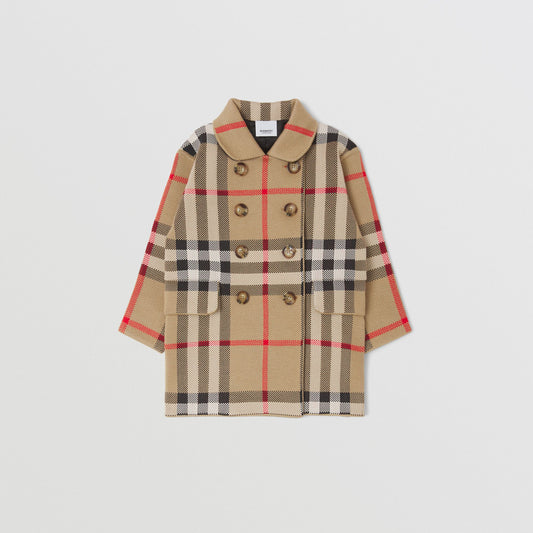 Burberry Check Wool Blend Jacquard Coat