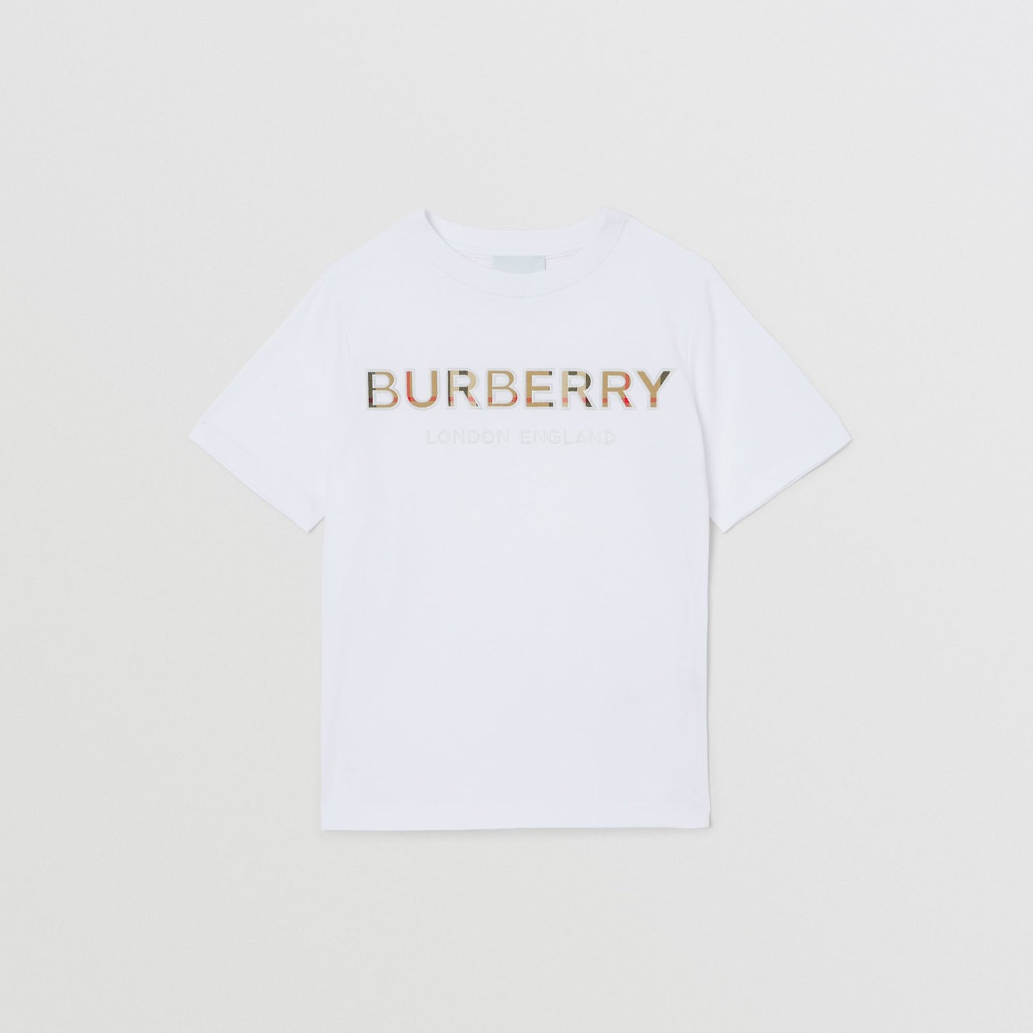 Burberry White Embroidered Logo Cotton T-shirt