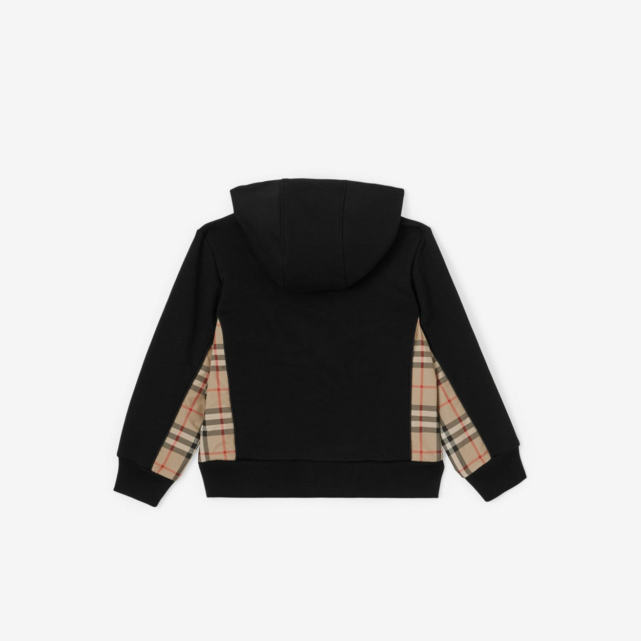 Burberry Check Panel Cotton Zip Hoodie