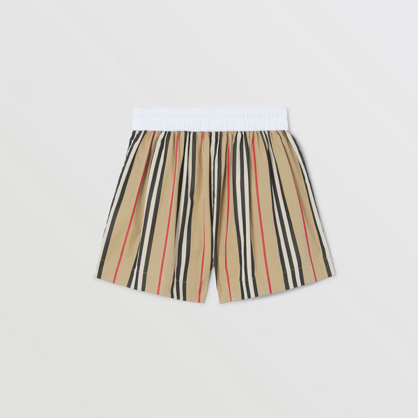Burberry Girl Icon Stripe Cotton Poplin Shorts
