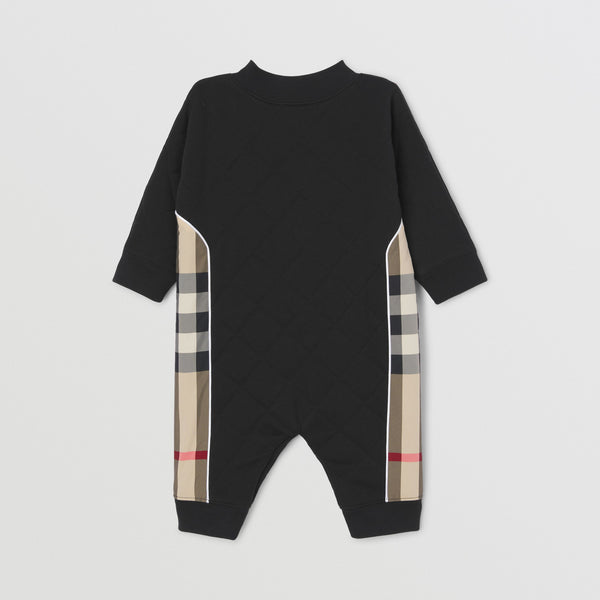 Burberry Check Panel Diamond Quilted Cotton Jumpsuit