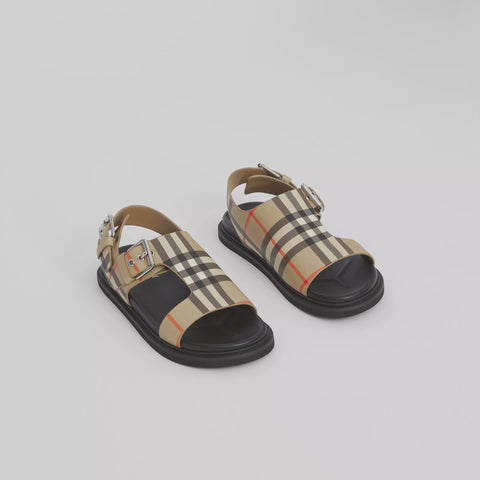 Burberry Vintage Check Leather Buckled Sandals