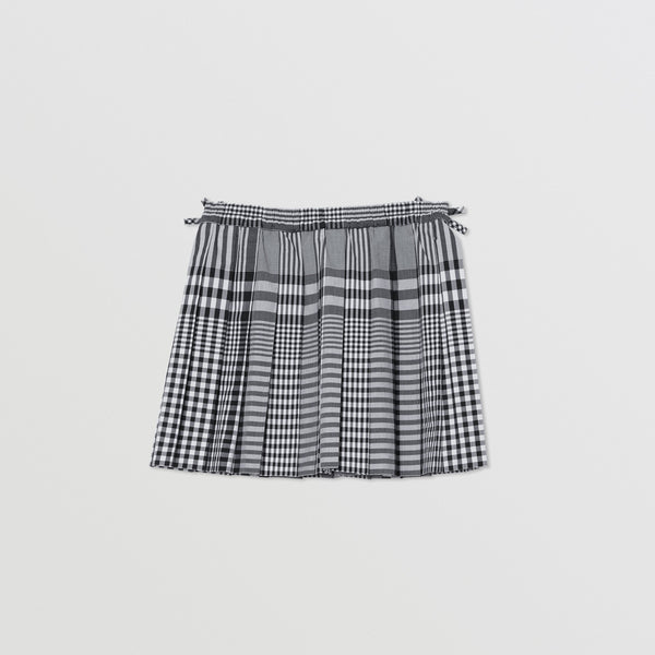 Burberry Check Cotton Poplin Pleated Skirt