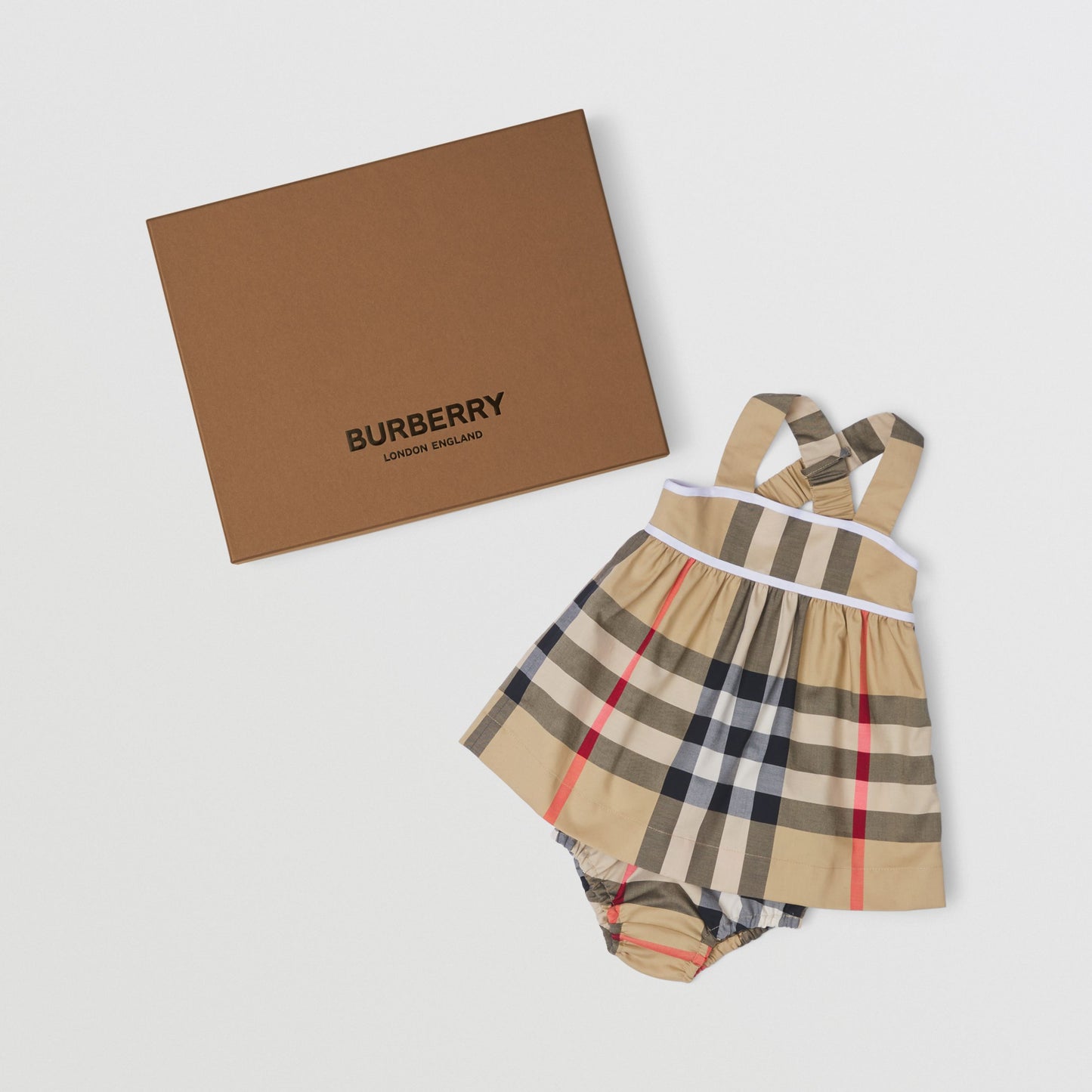 Burberry Baby Check Stretch Cotton Dress Bloomers