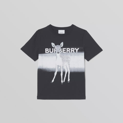 Burberry Deer Cotton Black Tshirt