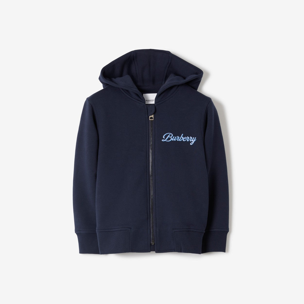 Burberry Logo Script Print Cotton Zip Hoodie