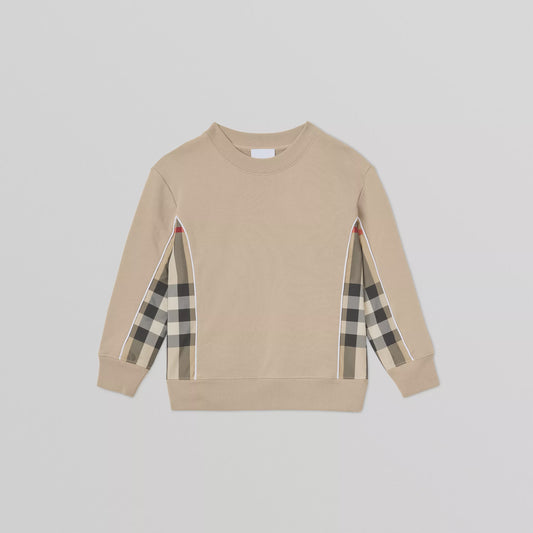 Burberry Beige Check Panel Cotton Sweatshirt