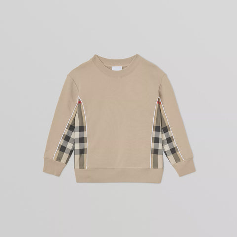 Burberry Beige Check Panel Cotton Sweatshirt