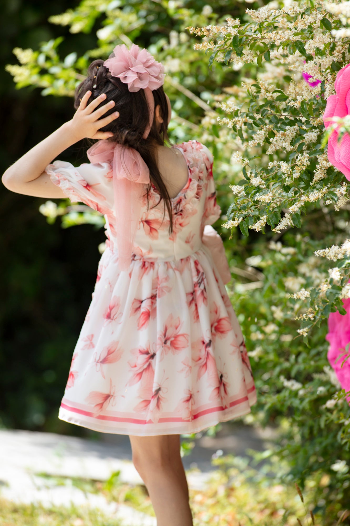 Patachou Pink & White Chiffon Dress