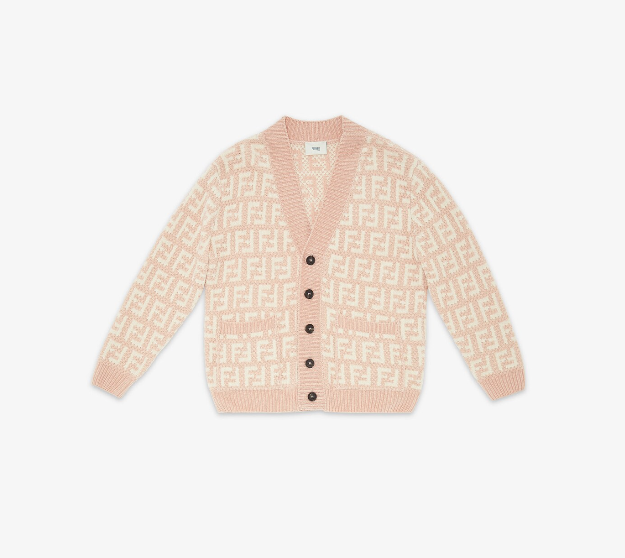 Fendi Pink and Cream Chenille Cardigan