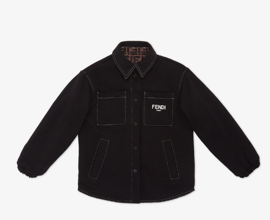 Black jersey reversible junior shirt jacket