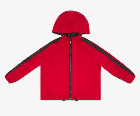 HOODED REVERSIBLE WINDBRAKER JACKET WITH FF ALLOVER