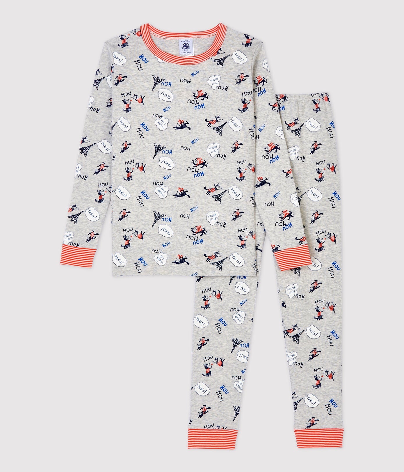 Petit Bateau Paris Print Cotton Pajamas