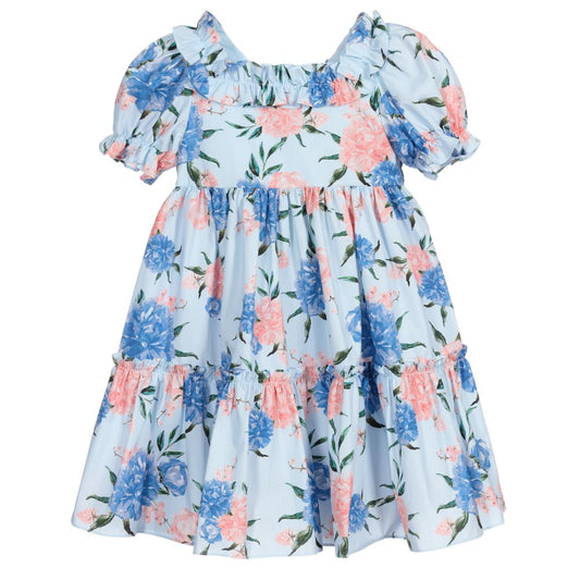 Patachou Blue Floral Print Cotton Dress