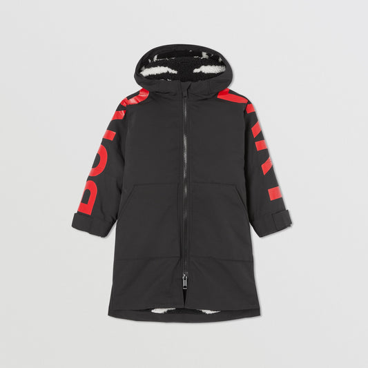 Burberry Zebra Jacquard Fleece-lined Logo Print Oversized Coat