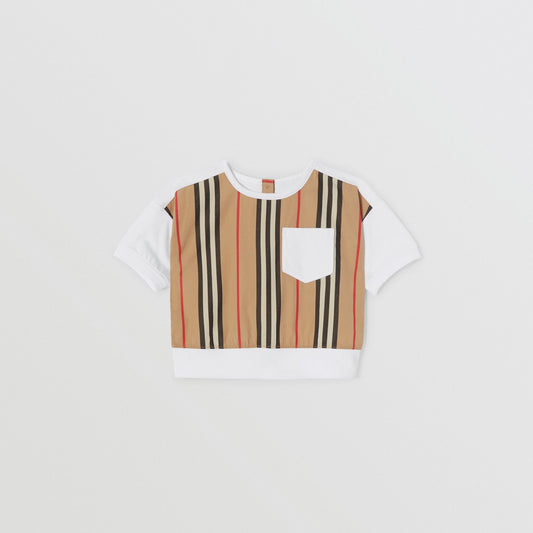 Burberry Icon Stripe Panel Cotton T-shirt