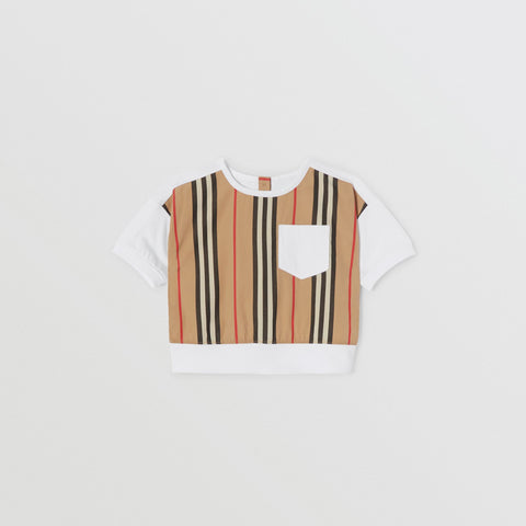 Burberry Icon Stripe Panel Cotton T-shirt