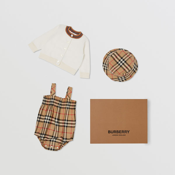 Burberry Vintage Check Cotton Three-piece Baby Gift Set