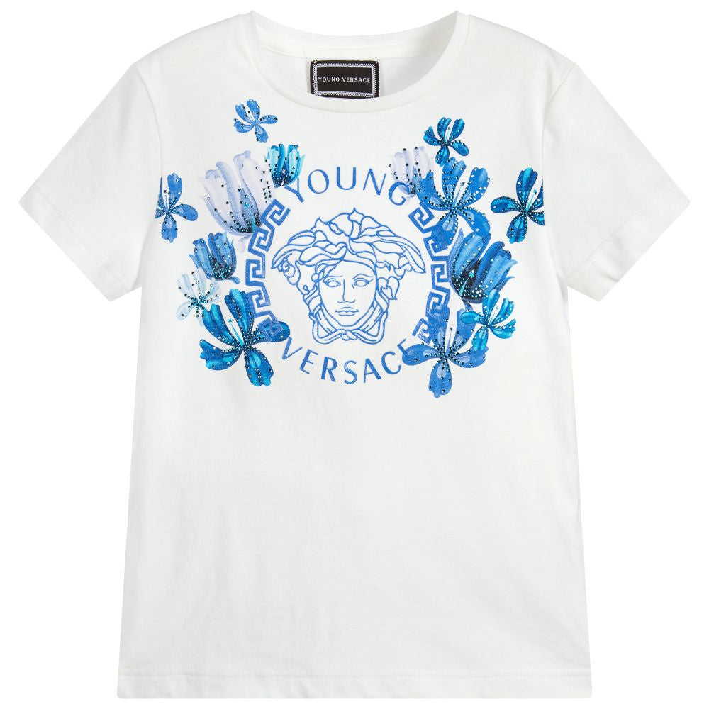 Versace White Floral T-Shirt