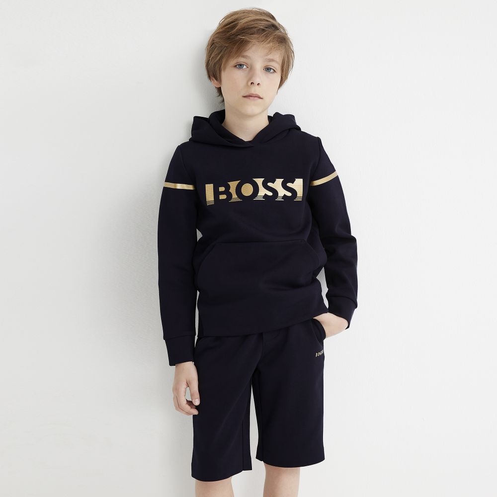 BOSS Boy Navy&Gold Branded Hoodie