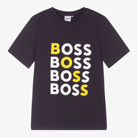 BOSS Blue Cotton Logo T-Shirt