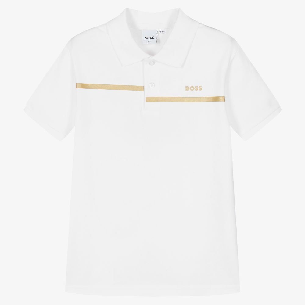 BOSS Boys White Polo Shirt