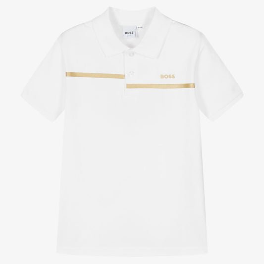 BOSS Boys White Polo Shirt
