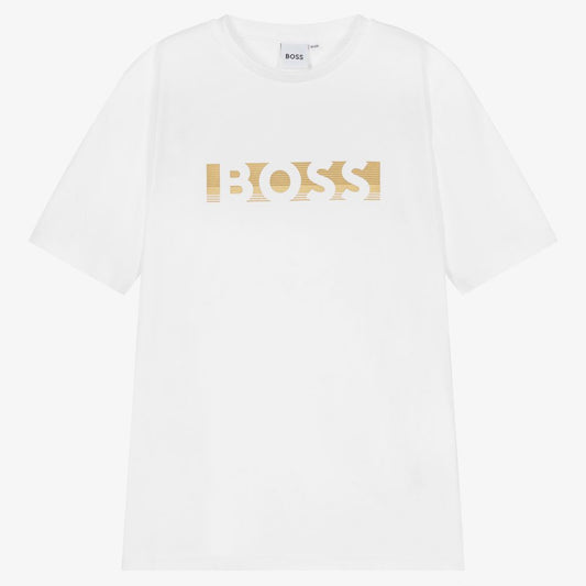 BOSS Boys Logo White T-Shirt