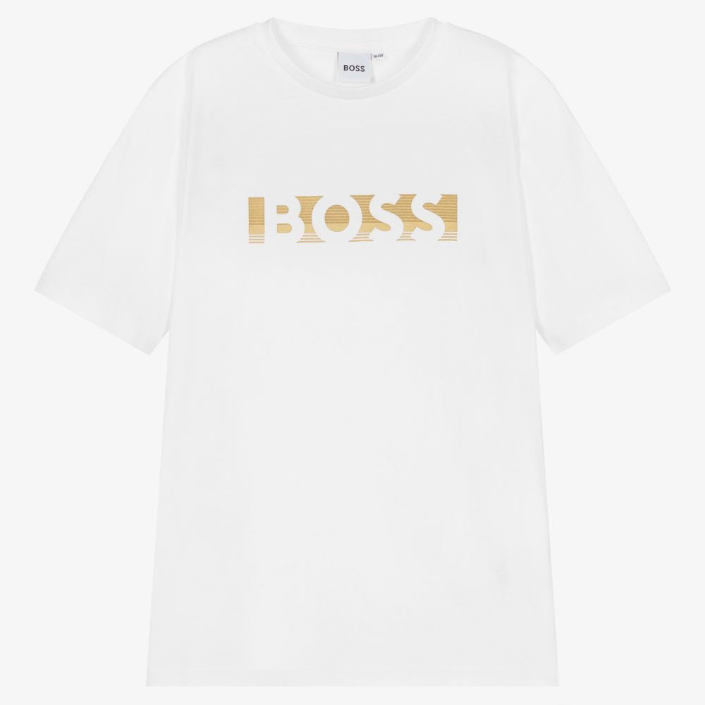 BOSS Boys Logo White T-Shirt