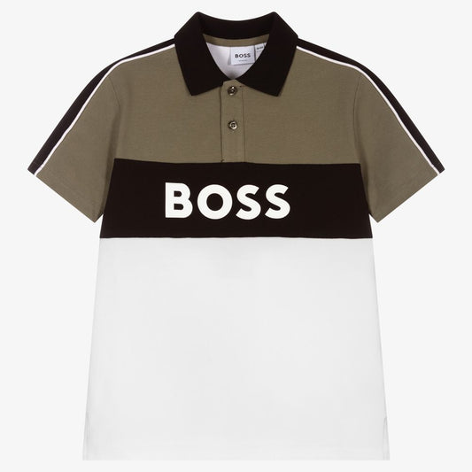 BOSS Green & White Polo Shirt