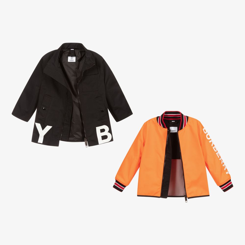 Burberry Black Coat & Orange Jacket