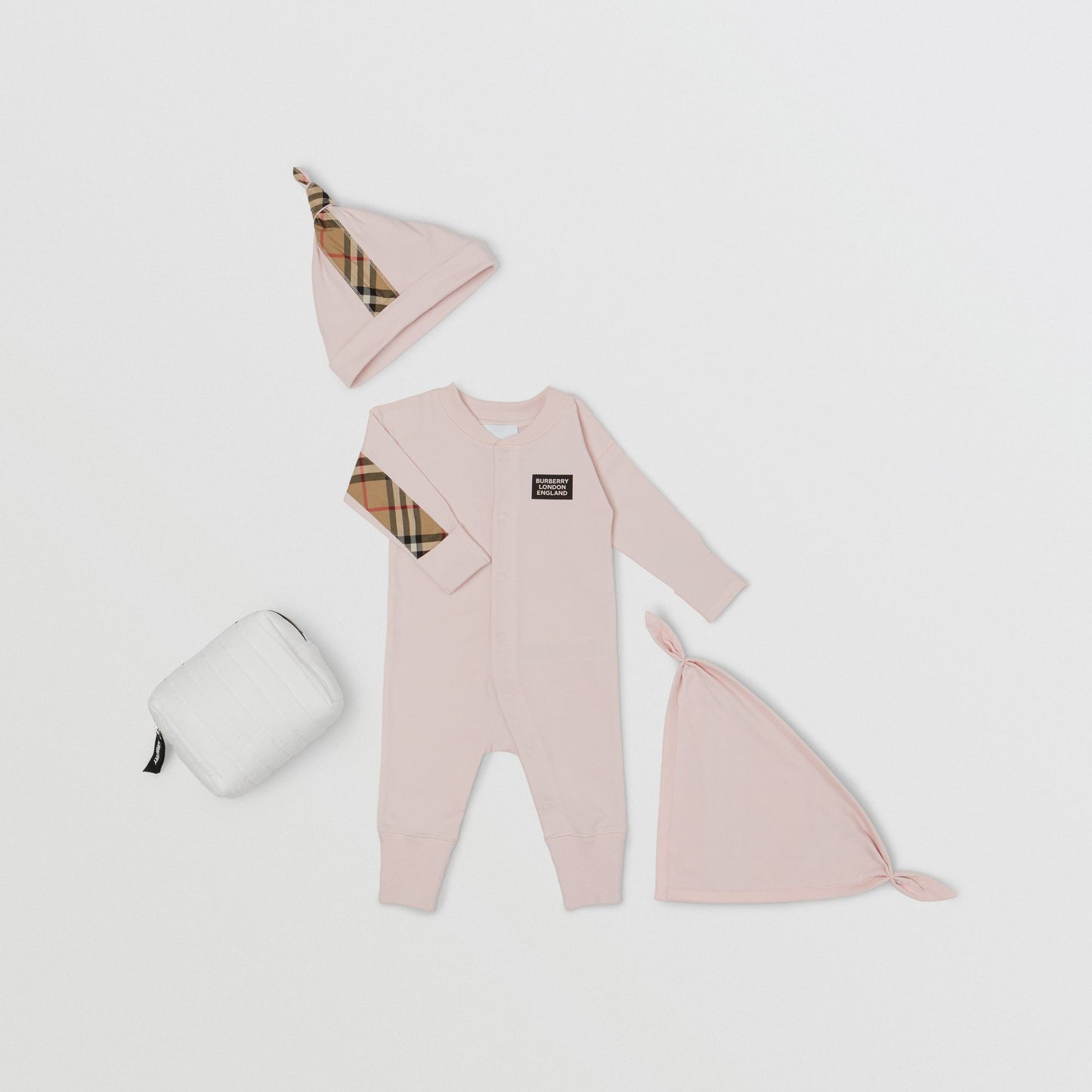 Burberry Pink Organic Cotton Three-piece Baby Gift Set