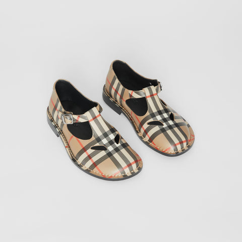 Burberry Vintage Check Leather Mary Jane Shoes