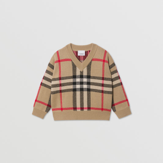 Burberry Check Intarsia Wool Cashmere Sweater