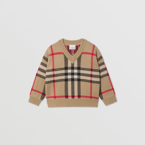 Burberry Check Intarsia Wool Cashmere Sweater
