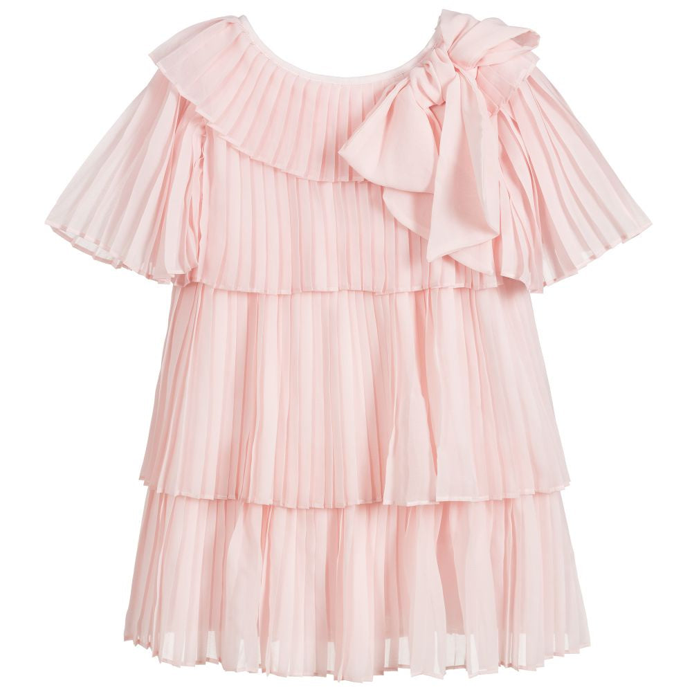 Patachou Pink Pleated Chiffon Dress