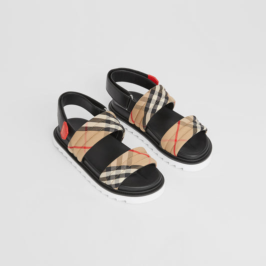 Burberry  Vintage Check Cotton and Leather Quilted Sandals