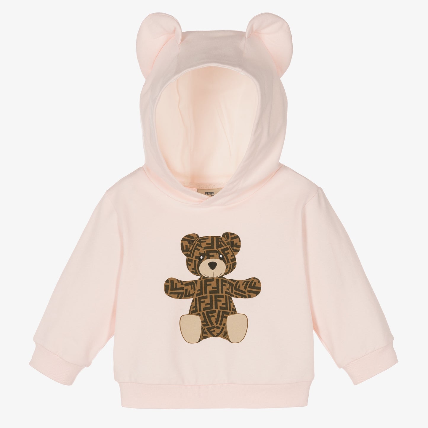 Fendi Baby Pink Hooded Sweatshirt with Bear