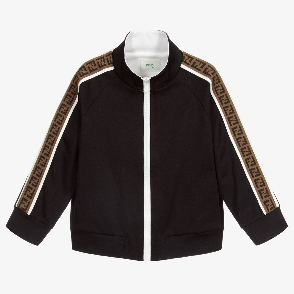 Fendi Black FF Logo Zip-Up Top