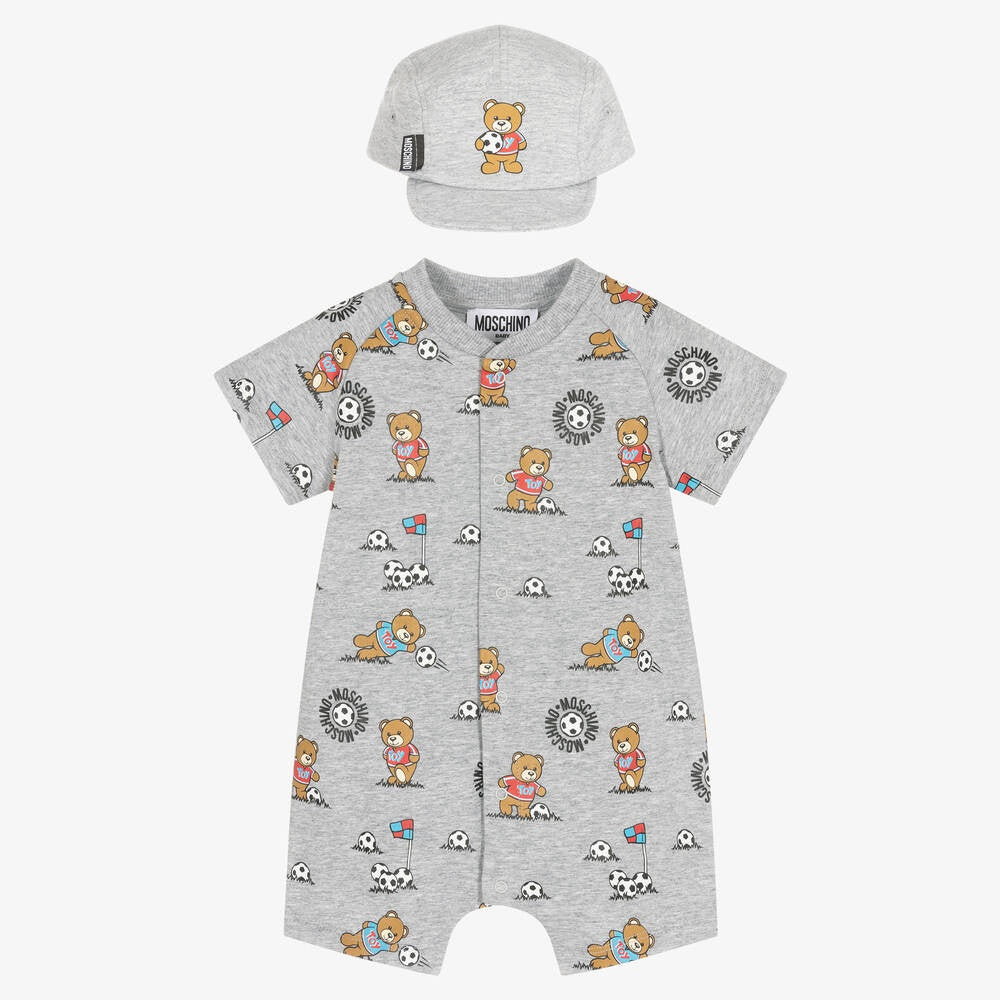 Moschino Baby Romper/Hat Soccer Print Gift Set