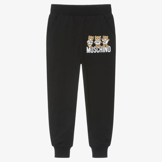 Moschino Black Cotton Teddy Bear Joggers