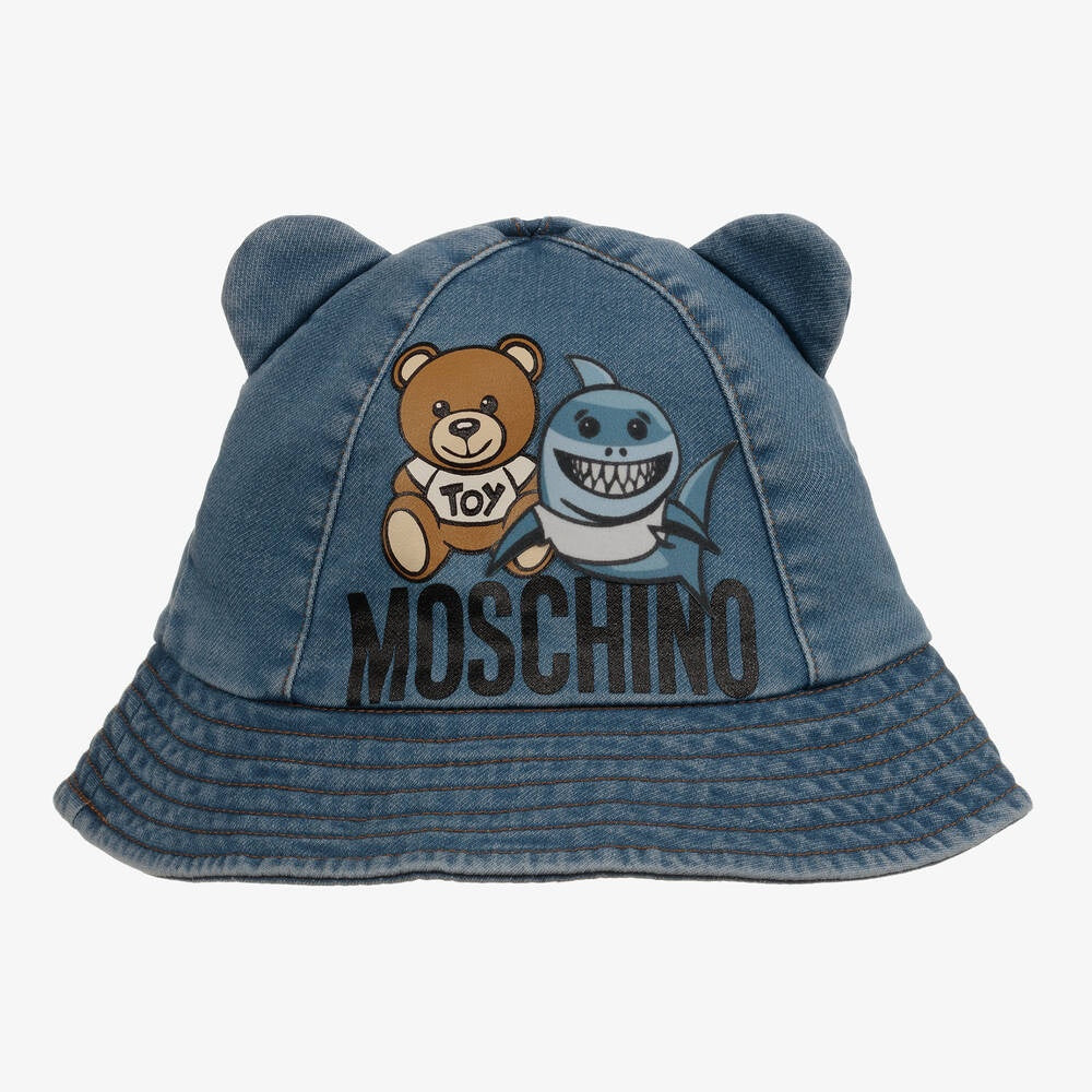 Moschino Blue Denim Teddy Bear Sun Hat
