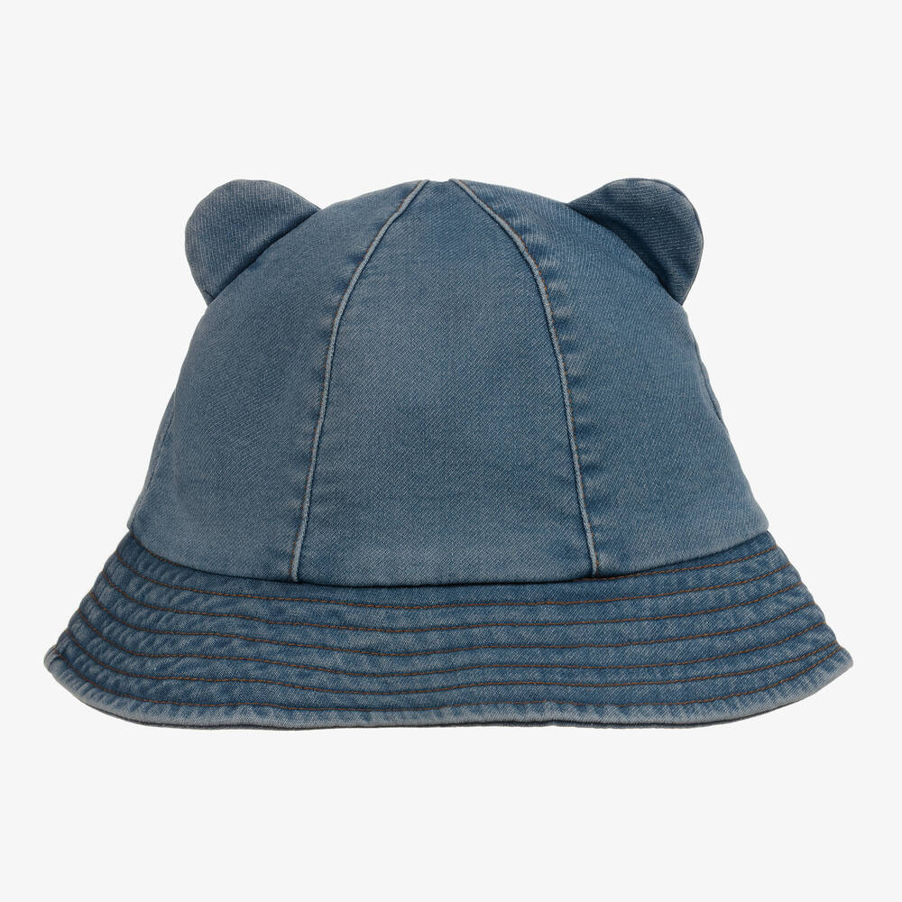 Moschino Blue Denim Teddy Bear Sun Hat