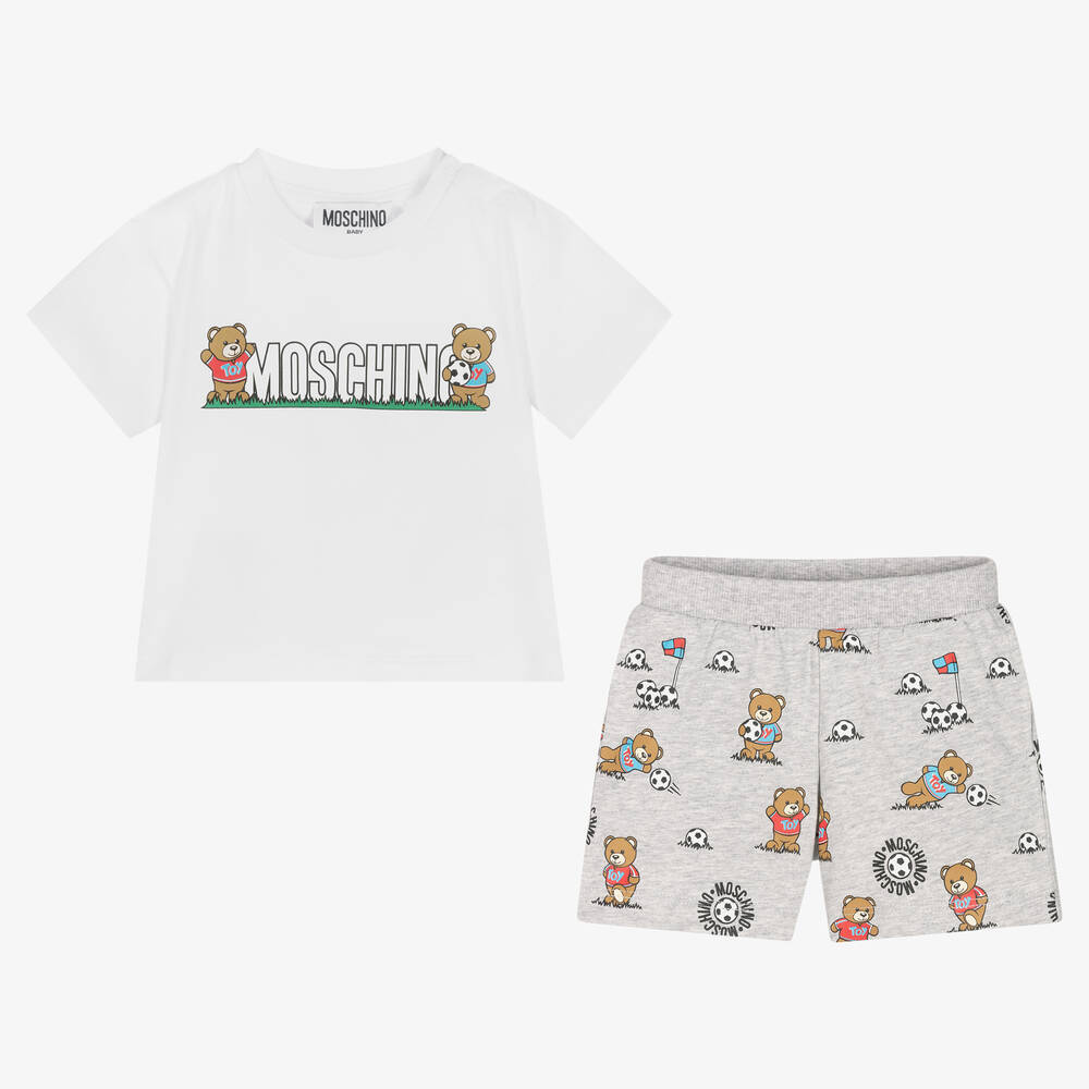 Moschino Boy Bear Soccer Print Shorts Set